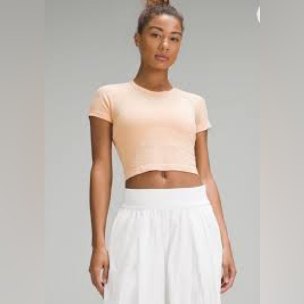 501- Azurfit cropped short sleeve bodycon T-shirt light pink size XXXL